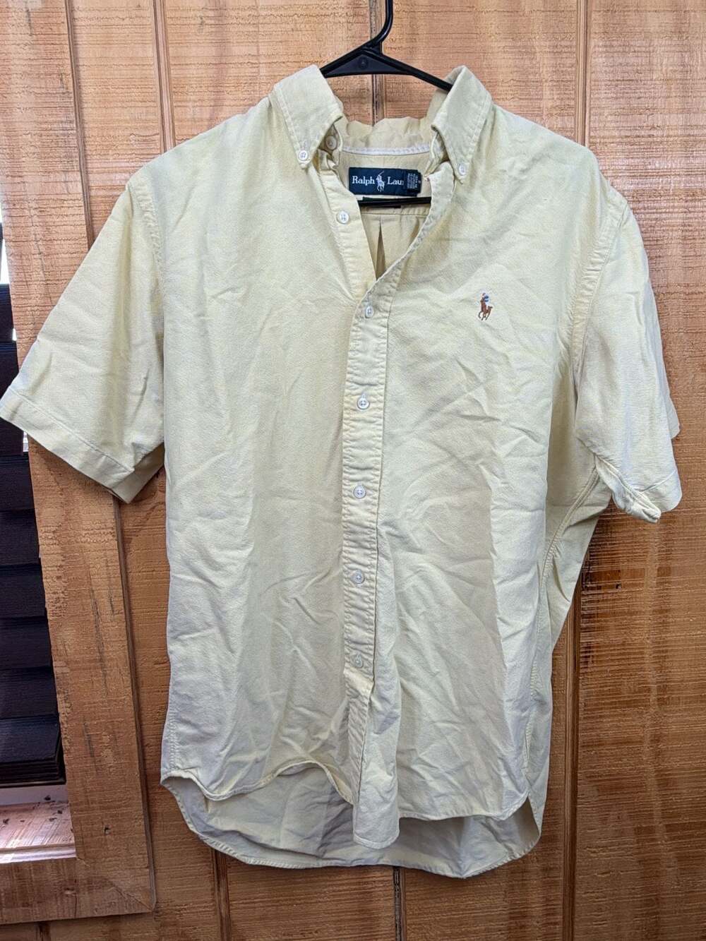 Ralph Lauren Classic Fit Short Sleeve Oxford Button Down Shirt Medium Yellow